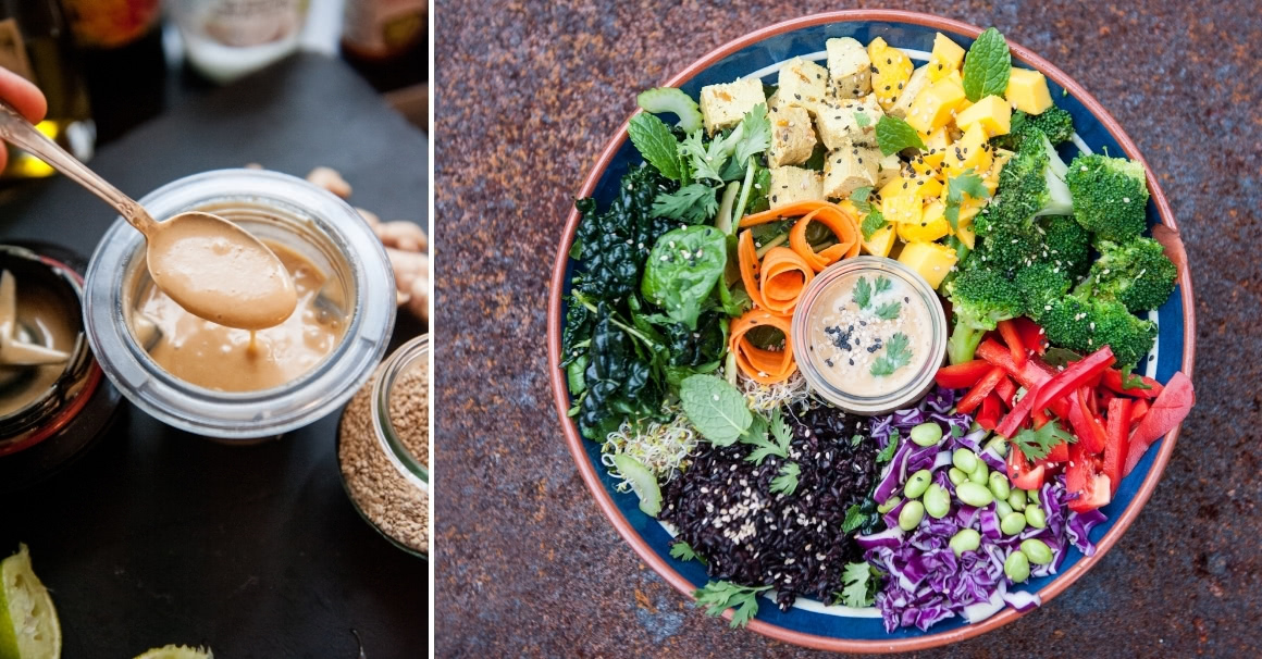 Buddha Bowl Rezept mit Schwarzem Reis, Edamame, Brokkoli und Miso-Dressing