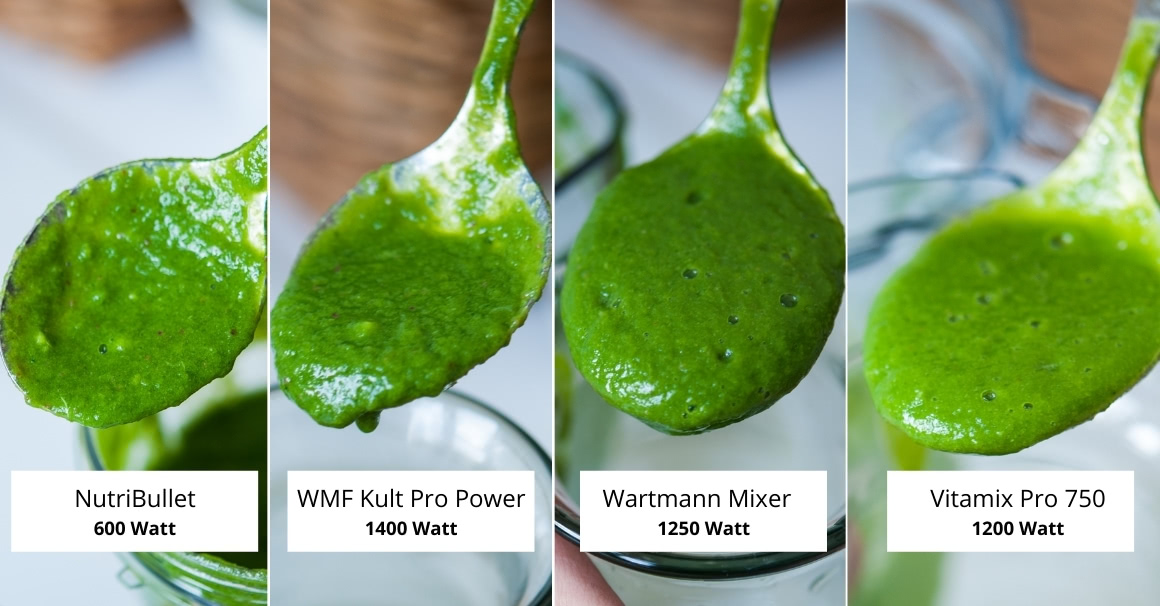 Standmixer im Grüne-Smoothies-Test: Mixergebnis von 4 Standmixern