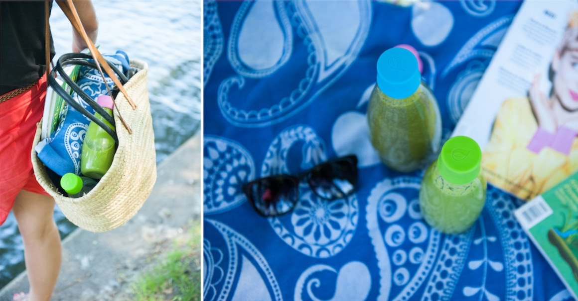 Grüner Smoothie to go: Mit der Retap Flasche unterwegs am Berliner Landwehrkanal Grüner Smoothie to go: Mit der Retap Flasche unterwegs am Berliner Landwehrkanal